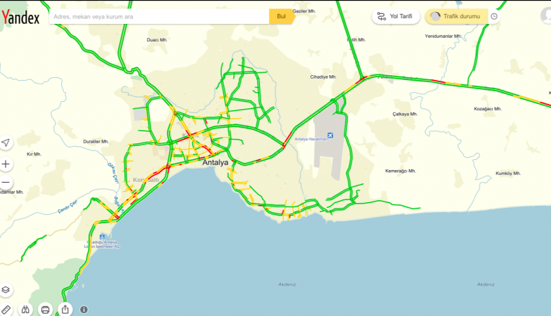 Antalyalılar Trafiğin Durumunu Yandex’ten Öğrenecek!